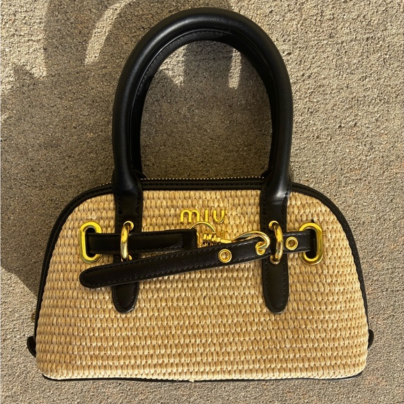 Miu Miu Handbags - Miu Miu Raffia Woven Mini Handbag